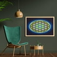 thumbnail image 2 of Abstract Wall Art with Frame, Nature Spirals Flower of Life Energy Illustration, Printed Fabric Poster for Bathroom Living Room, 35" x 23", Violet Blue Indigo, by Ambesonne, 2 of 2