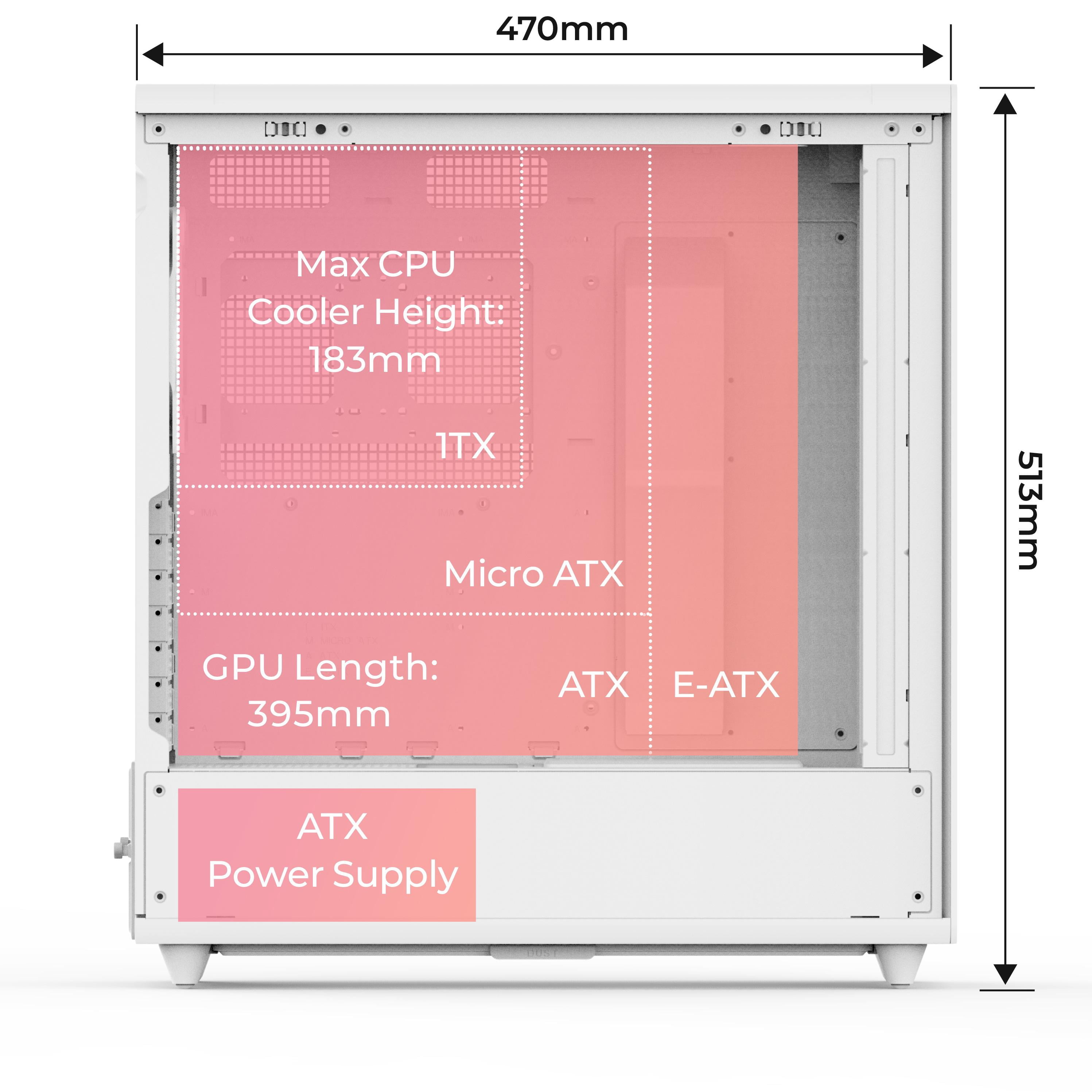 Rosewill Helium Air Mid Tower E-ATX Gaming Case, Mesh Panel, Tool-less, High-Airflow, Cable Management System, USB 3.1, included  2x 160mm & 1x 140mm PWM ARGB Fan, White