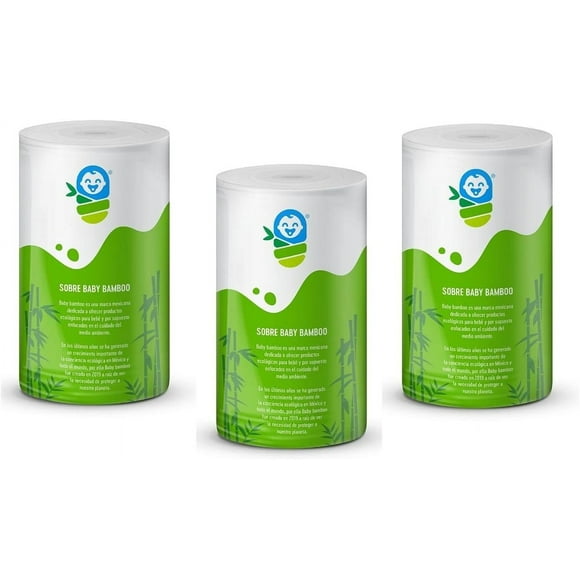 3 rollos de toallitas de bambú ⚡BABYBAMBOO 100 hojas desechables biodegradables