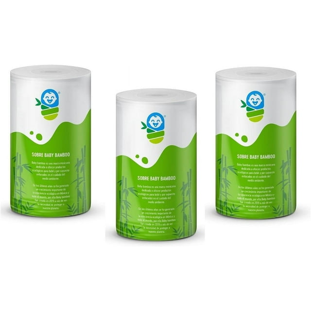 3 rollos de toallitas de bambú ⚡BABYBAMBOO 100 hojas desechables biodegradables