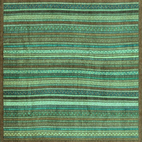 Ahgly Company Indoor Square Abstract Turquoise Blue Modern Area Rugs, 6' Square