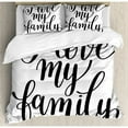 thumbnail image 3 of Family Duvet Cover Set Twin Size, I Love My Family Phrase Hand Writing in Black Calligraphy Art Positive Quote, Decorative 2 Piece Bedding Set with 1 Pillow Sham, Black and White, by Ambesonne, 3 of 3