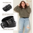 thumbnail image 2 of Plus Size Women Leather Belt Black Casual Waist Belt for Jeans Pants with Metal Pin Buckle, 2 of 7