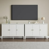 RoyalCraft Fluted Sideboard Buffet Cabinet with Storage, Modern Wood Credenza Buffet Sideboards with 3 Doors, Bar Cabinet Console Table for Kitchen Dining Living Room Entryway (Matte White)