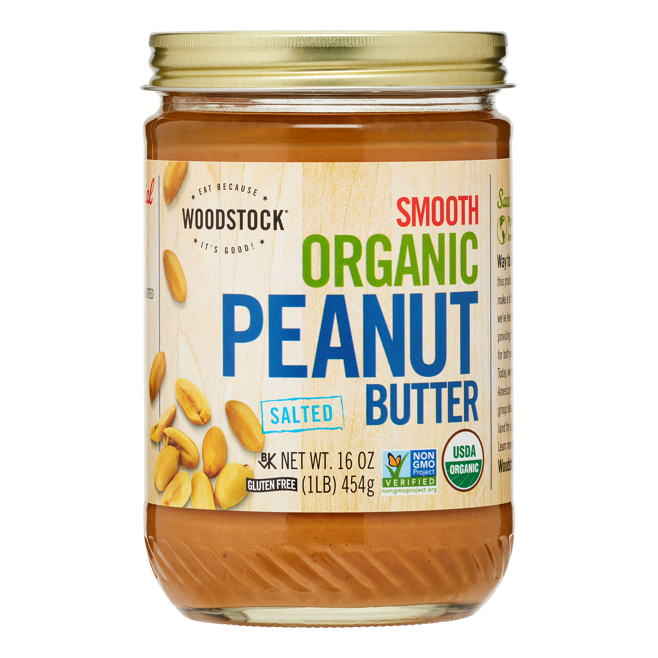 Woodstock Smooth Organic Peanut Butter, 16 Oz, 1 Count