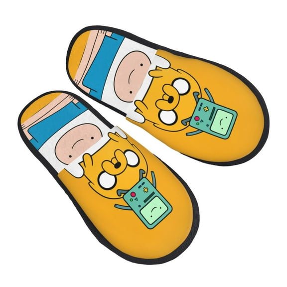 Adventure Time Furry Slippers For Men Women Fuzzy House Slippers Winter Anti-Slip Indoor And Outdoor Slip On Shoes Medium