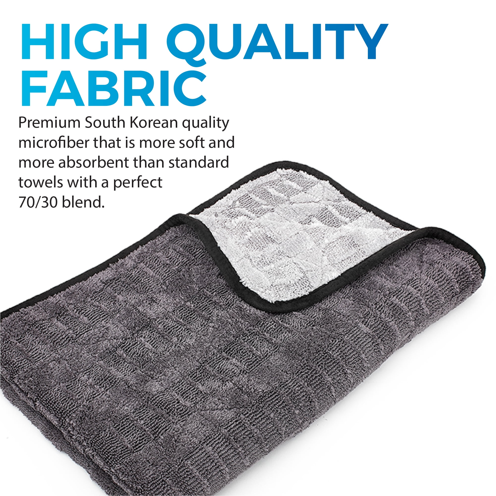 The Rag Company - The Gauntlet - Car Drying Towel - 70/30 Blend Premium Microfiber, 900gsm, 20in x 30in, Ice Grey + Grey