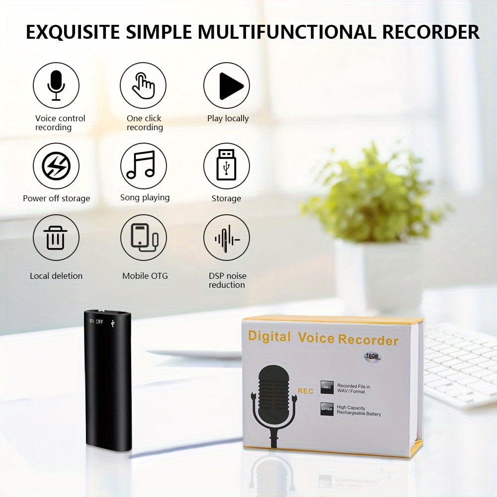 8/16/32GB Portable Noise Cancelling Recording Pen, Professional HD Voice Recorder for Business Meetings, Large Capacity Ultra-Thin Digital Voice Activated MP3 Recorder