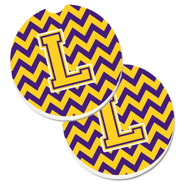 Lettre L Chevron Violet & Or Lot de 2 Tasses Porte-Voitures Coaster