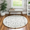 thumbnail image 2 of Unique Loom Rabat Shag Nomad Design Rug 5' x 5' Round Pure Ivory/Gray, 2 of 2