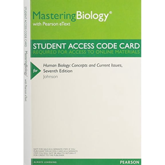 Pre-Owned Mastering Biology with Pearson eText -- ValuePack Access Card -- for Human Biology: Concepts and Current Issues Paperback
