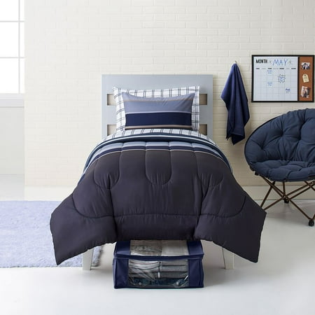 Simple By Design Boho Blue 8-piece Dorm Kit Twin XL Comforter Sheet Set