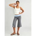 thumbnail image 6 of LMLYSoH Women's Capri Pants Fold Over Waistband Low Rise Contrast Color Wide Leg Cropped Lounge Trousers, 6 of 8