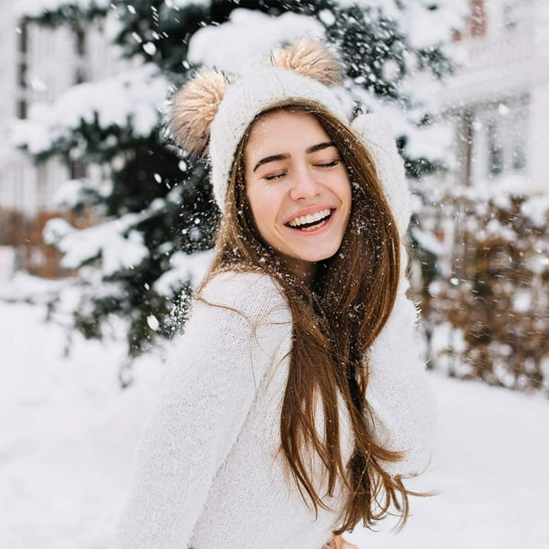 FURTALK Bonnet dhiver Bonnet tricoté Chaud pour Femmes avec Pompon