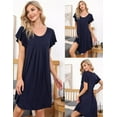 thumbnail image 2 of Oudiya Womens Nightgown Soft Pleated Sleepshirt Short Sleeve House Mumu Dress, S-3XL, 2 of 6