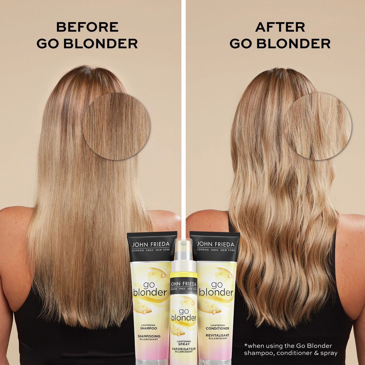 John Frieda Go Blonder Lightening Conditioner for Moisture Restoring and Strengthening Blonde Hair, Lightening Conditioner | 250mL