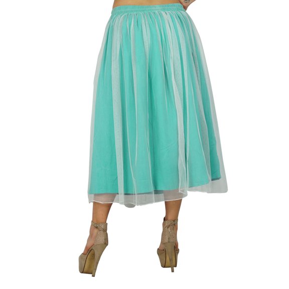 Bimba Women Pouf Lined Net Elastic Waist Skirt Chic Boho Clothing