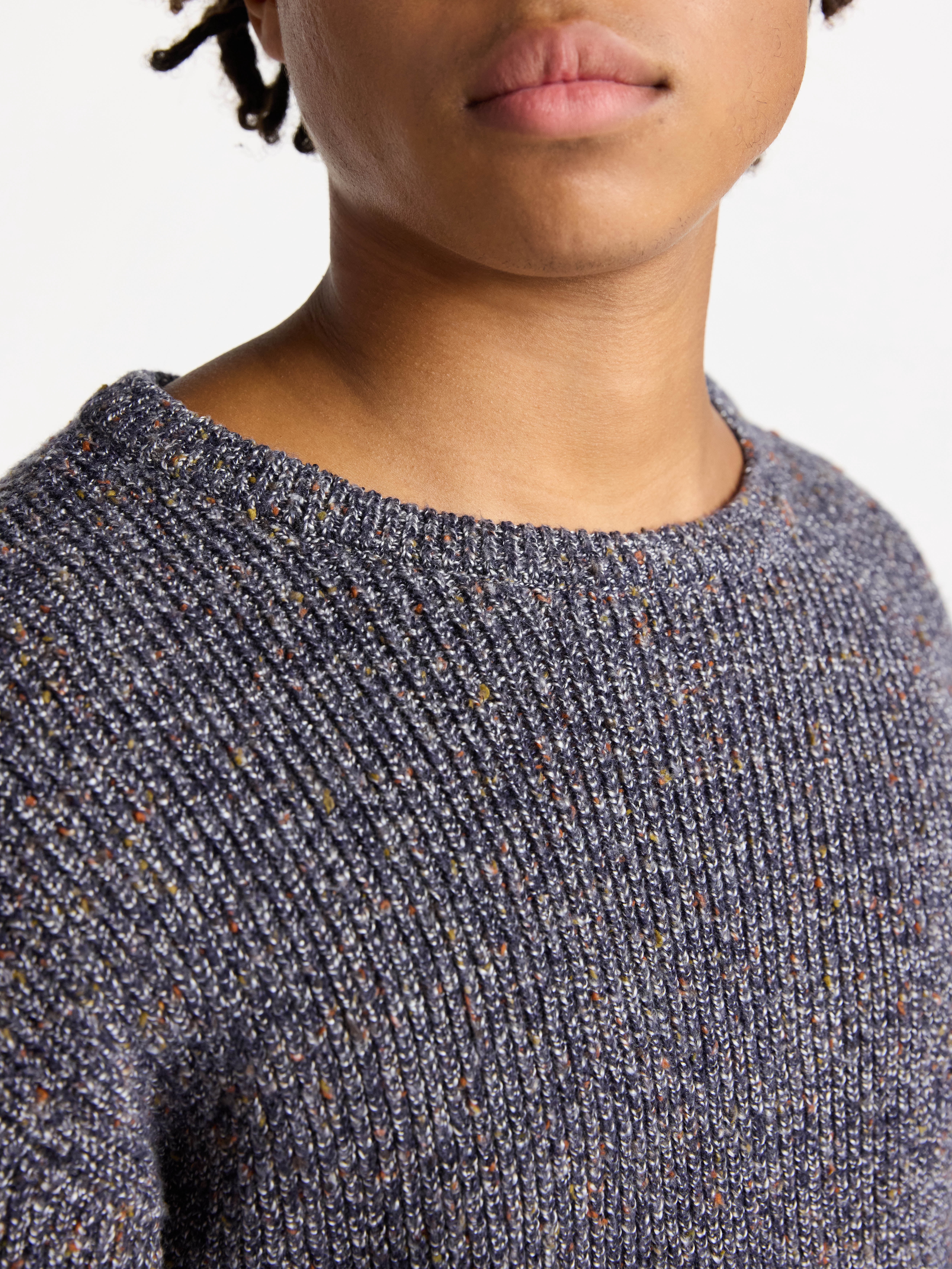 No Boundaries Marled Cotton Crewneck Pullover Sweater, Midweight, Men's & Big Men's