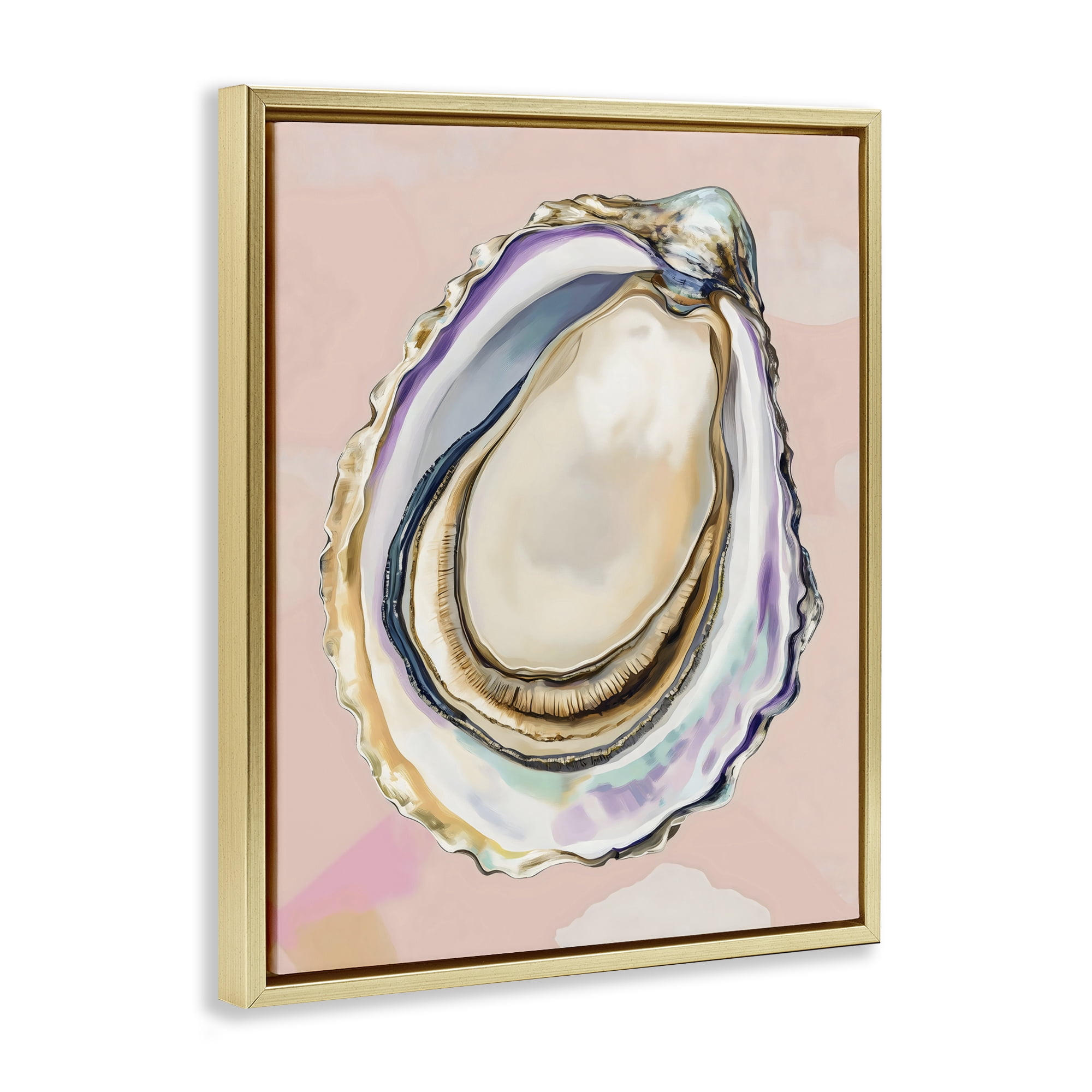 Stupell Industries Pink Oyster Shell Elegance Gold Framed Floater Canvas Wall Art, design by The Prints Vibe