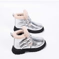 thumbnail image 6 of Girls Ankle Boots Fleece Lined Buckle Straps PU Booties Kids Winter Warm Comfy Round Toe Soft Sole Boots Silver 7 Toddler, 6 of 7