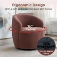 thumbnail image 3 of LuxyHoom Swivel Barrel Chair with Teddy Fabric, Swivel Accent Chair, Comfy Sherpa Round Accent Chair, Swivel Club Armchair for Nursery Living Room Bedroom (Red), 3 of 12