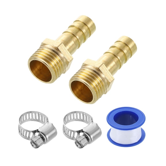 2Pcs Brass Hose Barb Fittings, 5/16" Barb x G1/4" Male Thread Hose Connector