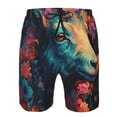 thumbnail image 3 of Sikiie Shorts de Plage pour Hommes Imprimé Chèvre Fleur Colorée, Shorts à Séchage Rapide Haute Élasticité - avec Cordon et Poches Antidérapantes, Adaptés pour Plage, Sports, Vacances-3TG, 3 of 6
