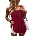 thumbnail image 1 of Camisola de verano con diseño de encaje y costuras, Color puro, con tirantes en el pecho, cómoda camisola informal de poliéster sin mangas para uso diario, 1 of 6