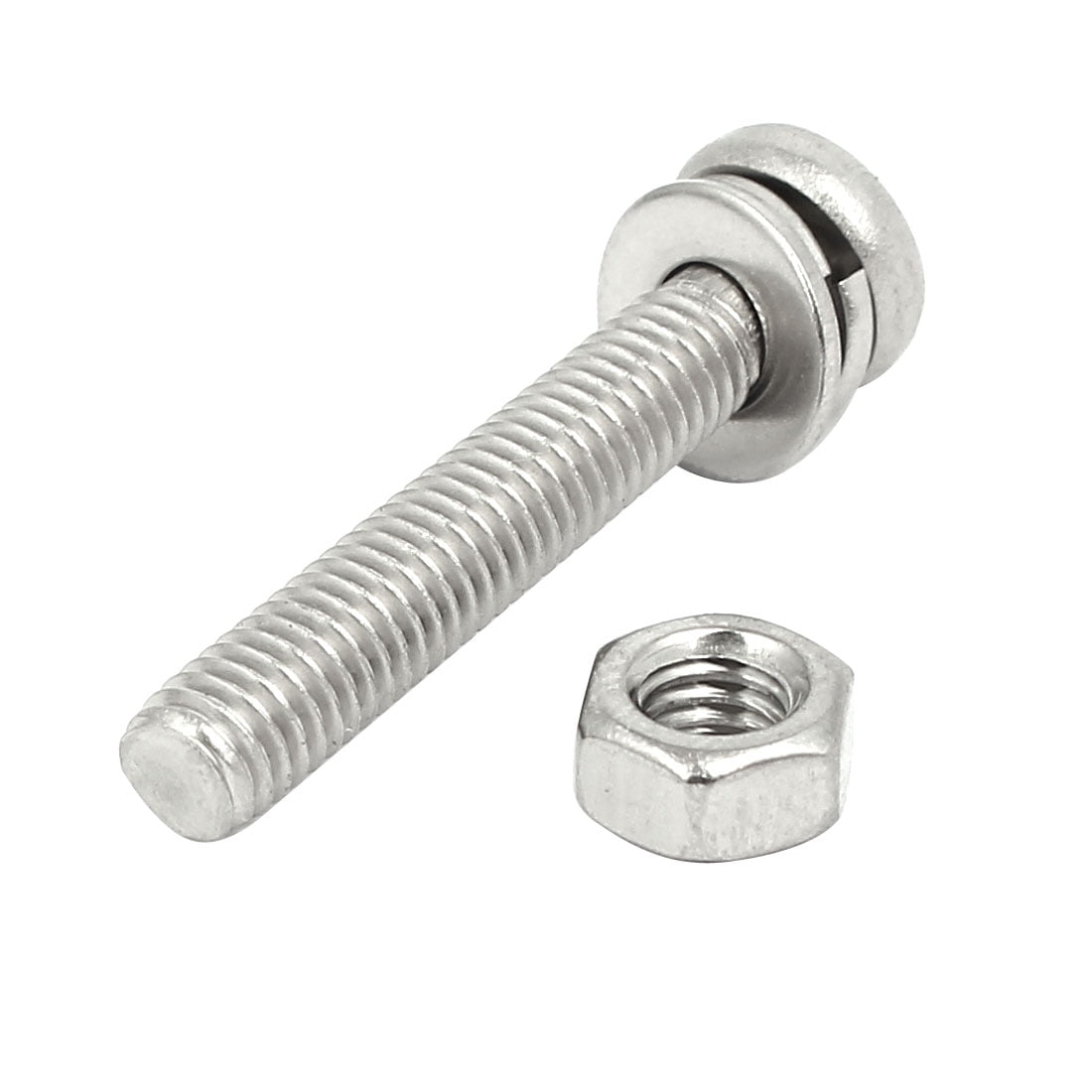M5x30mm 304 Stainless Steel Phillips Pan Head Bolt Screw Nut w Washer