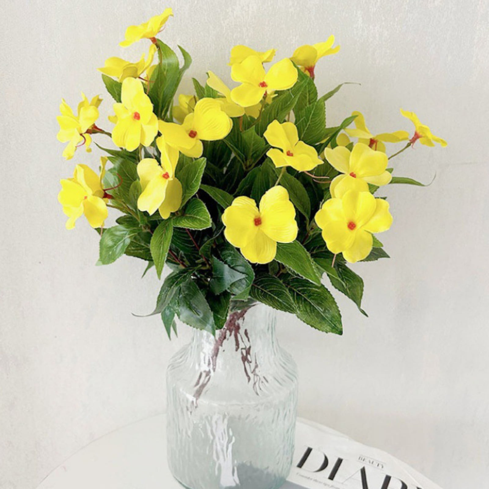 5 PCS Artificial Impatiens Flowers Silk Flowers Greenery Faux Impatiens Bushes Outdoors Indoor Patio Lawn Garden Pot Hanging Basket Porch Decor