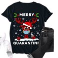 thumbnail image 4 of Hauts pour Femmes Décontractés Imprimé de Noël Col Rond T-Shirt Manches Courtes Grande Taille Blouses pour Femmes, Noir, 3TG, 4 of 7