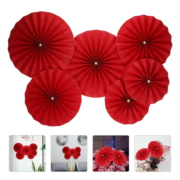 Mobutofu 12Pcs Plastic Paper Fans Year of Rabbit Decor 30X30cm