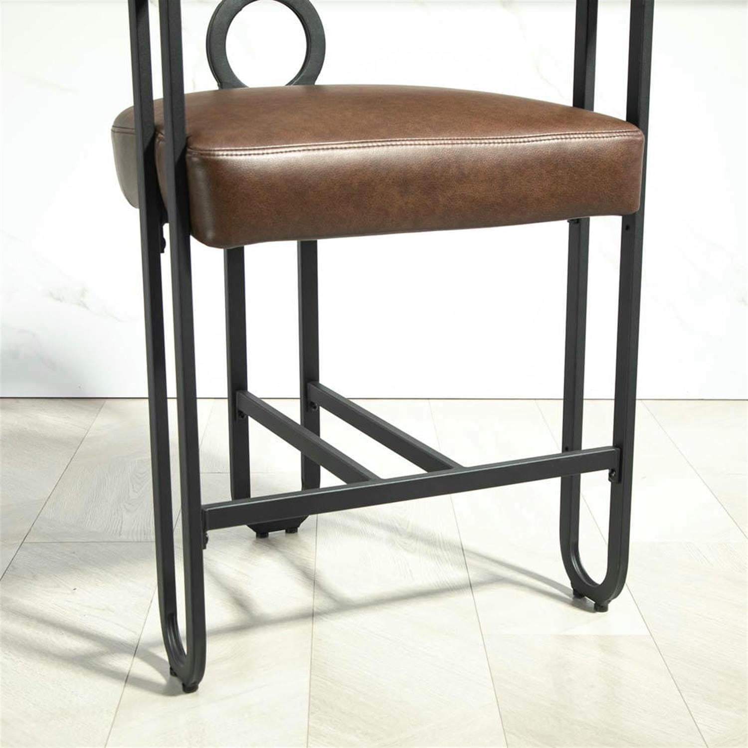 Demi Bonn 34" Counter Height Bar Stools Set of 2, Upholstered Barstools with Back, Kitchen Island Countertop Chairs for Dining Room, Dark Brown