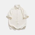 thumbnail image 4 of Camisas Para Hombre Moda de primavera y verano para hombre, camiseta informal de manga corta con solapa de Color sólido, camiseta de manga corta con músculos holgados (White, M), 4 of 6