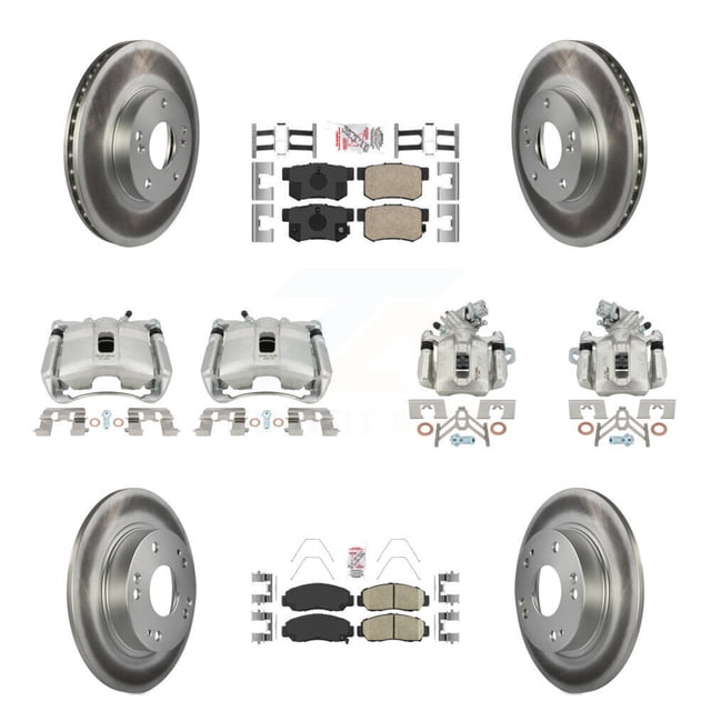Transit Auto Front Rear Disc Brake Caliper Coated Rotors and Ceramic Pads Kit (10Pc) for Car Acura CSX KCG-101798N