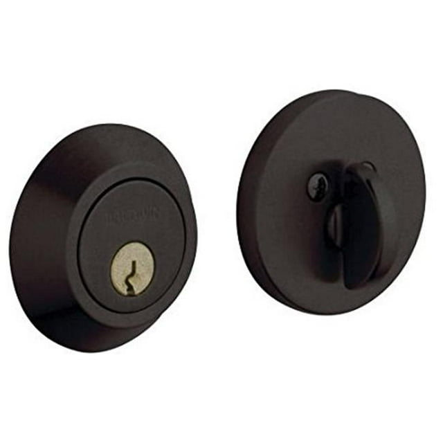 Baldwin 8241402 Contemporary Single Cylinder Deadbolt - Distressed Oil Rubbed Bronze