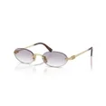 thumbnail image 1 of Miu Miu MU A54S 5AK04O Lunettes de Soleil Dégradé Doré Gris Clair Ovale Sans Monture Authentiques, 1 of 14
