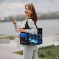 thumbnail image 5 of Honeii Blue Viper Snake Print Hand Travel Bag,Travel Duffle Bag, Waterproof Weekender Bag,Carry On Tote Bags,Weekender Tote Bag,for Weekend and Business Travel, 5 of 7