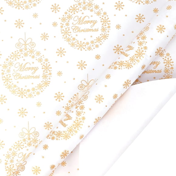 Ireezec Gold Foil Wrapping Paper Roll, Premium Christmas Gift Wrap with Grid Backing, Elegant Holiday Birthday Wedding Party Prent Packaging, Large Size Recyclable Craft Paper