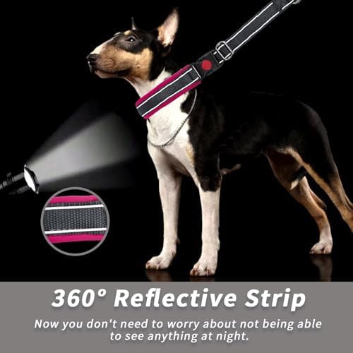 Martingale No Pull Dog Collar for Large Medium Small Dogs, Heavy Duty Nylon Reflective Adjustable Anti Pull Slip Collar with Buckle for Training Walking S Black Hot Pink