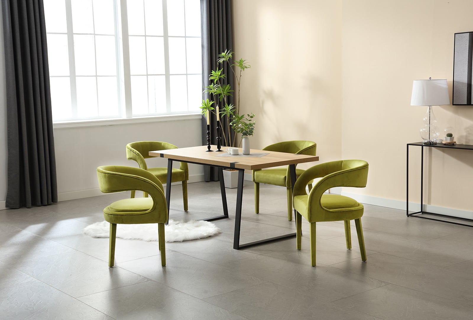 Guyou Modern Dining Chairs Set of 2, Velvet Upholstered Barrel Kitchen Chairs with Open Back, Lovely Dresser Chair, Comfy Dining Side Chairs for Dining Room Bedroom Living Room, Green