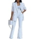 thumbnail image 2 of Blazer De Negocios De 2 Piezas Para Mujer Con Pantalones, Blazer De Cuello De Solapa Con Pantalones De Pierna Ancha Conjunto De Traje De Oficina De Trabajo, 2 of 6
