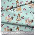 thumbnail image 2 of Soimoi Velvet Fabric Floral,Sheltie & Pekingese Dog Print Fabric by Yard 58 Inch Wide, 2 of 3