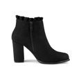 thumbnail image 3 of Unique Bargains Women's Pointed Toe Ruffle Block Heels Ankle Booties Black 7.5, 3 of 7