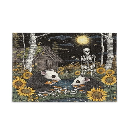 WOBOGO Opossum Mushroom Puzzle Challenge 1000 Piece Jigsaw Suitable for Game Night Finished Size 29.5 x 19.7in