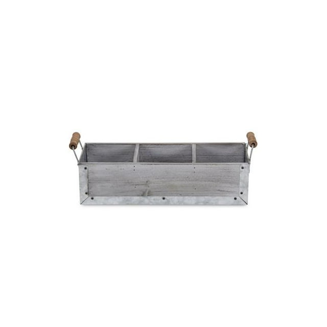 Cheungs 5544GW Gray Wash Wood & Metal 3 Slot Organizer with Side Handles