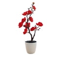 thumbnail image 1 of Pequeña flor de ciruelo bonsái decoración flor decoración del hogar flor artificial verde artificial planta en maceta, 1 of 5