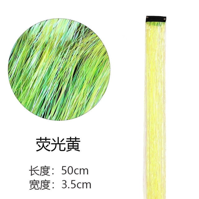 Zhuge 8 piezas/set de extensiones de cabello con purpurina y oropel para resaltar, extensiones de cabello brillantes y de colores para fiestas, amarillo fluorescente