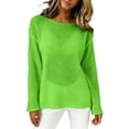 thumbnail image 3 of YVNAURA Boat Neck Mesh Top for Women Sheer See Through Blouse Long Sleeve Open Knit Lightweight Crochet Pullover Summer Layering Tee Festival Vacation Outfit, Green,M, 3 of 7
