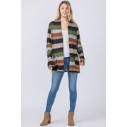 Eloges Women's Multi Color Stripe Elbow Patch Open Cardigan